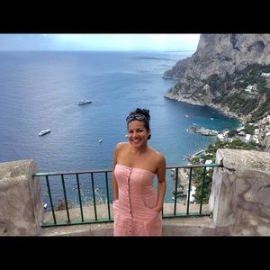 Rose or antique pink sleeveless button down dress